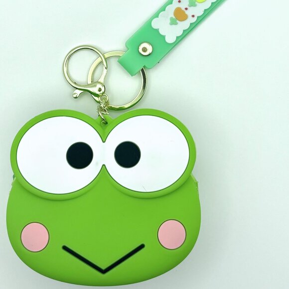 Kawaii Sanrio Hello Kitty Frog Keroppi Wristlet Coin Purse Keychain Bag Charm - Picture 1 of 7
